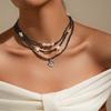 Black Rice Bead Necklace Shell Necklace Pearl Women's Niche Design Clavicle Chain