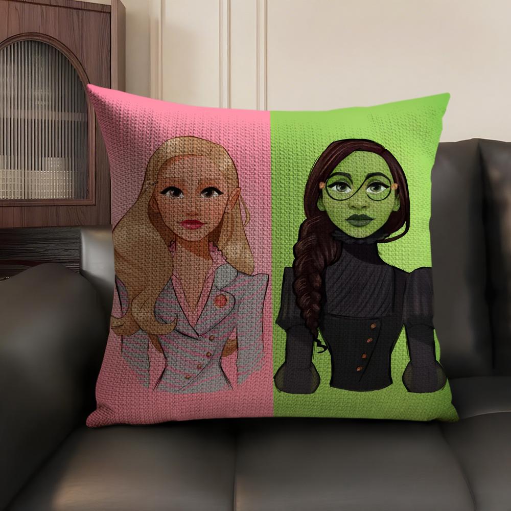 WWicked Part One Movie Cushion Cover Natural Linen Organic Fabric DoubleSided Printing Sofa Home Decor Gift Pillow Case
