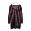 Stripe Long Sleeve V-neck Knit One Piece One Point Embroidery Women Used