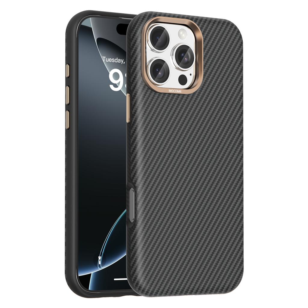 Деловой Магнитный Кожаный Чехол из Углеродного Волокна для iPhone 17 Pro Max 16 Plus 15 14 13 12 С защитой камеры для Magsafe