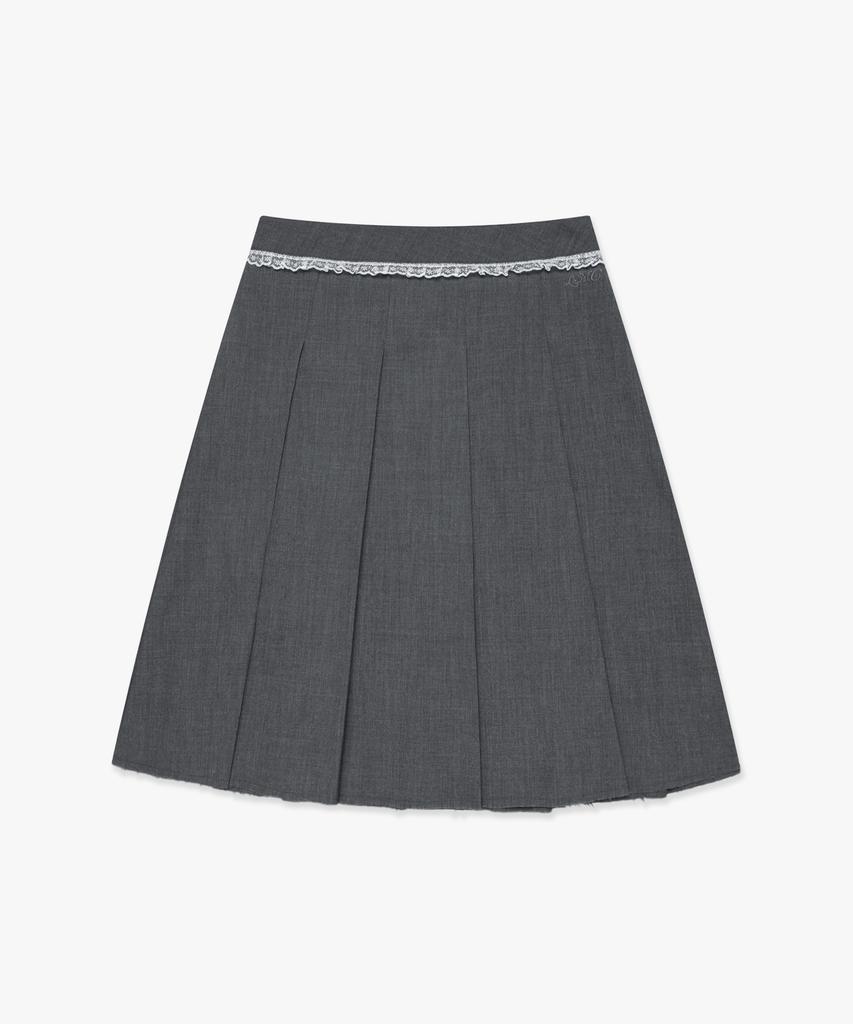 Lmc Wm Lace Pleats Midi Skirt Charcoal