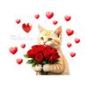 Valentine's Day Cat Window Cat Holding Double-Sided PVC Stickers Rose Bouquet Clings Cute Large Glass Decals