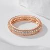 Full Paved Sparkling Double Zircon Golden Glossy Finger Rings for Women Men Luxury Jewelry