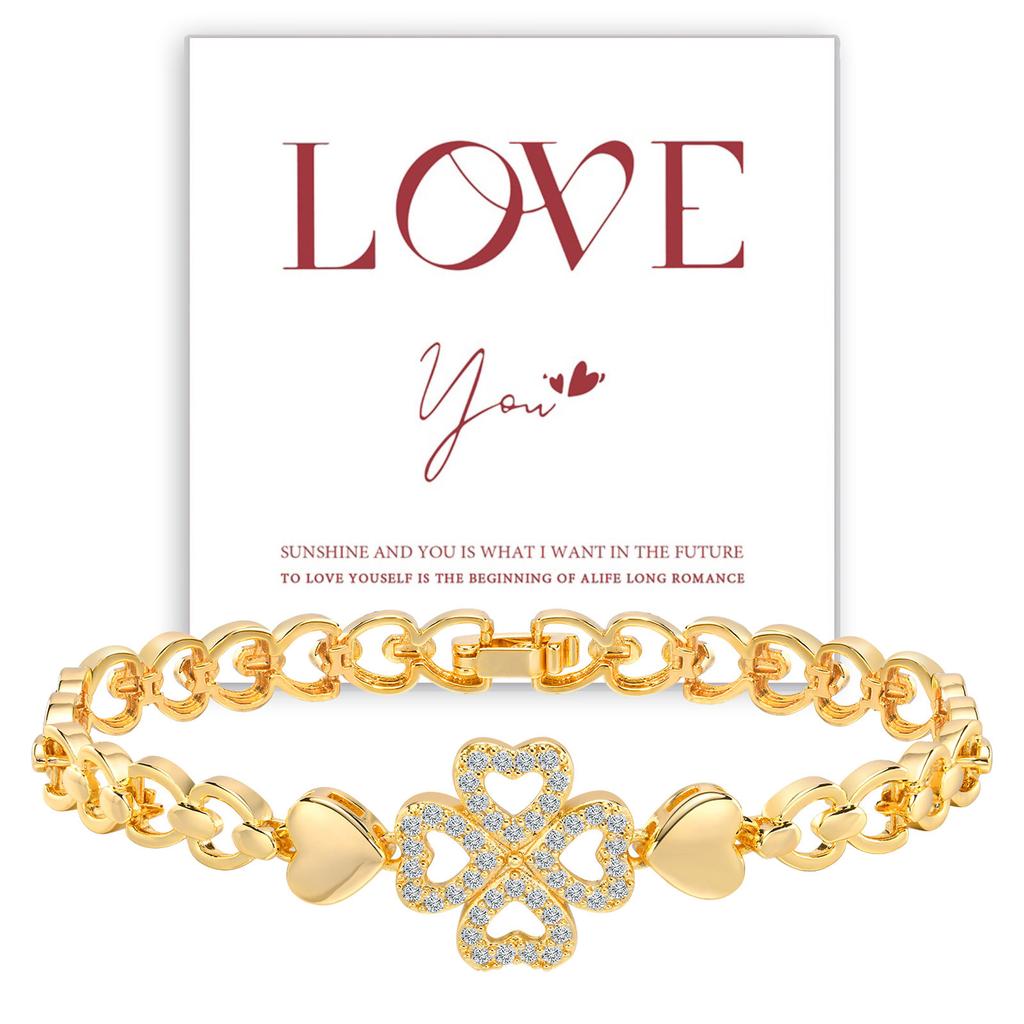 Vnox Роскошные браслеты-клевер с четырьмя листьями для женщин, девушек, цветной цветочный винтажный браслет, подарок любви для жены, ее девушки