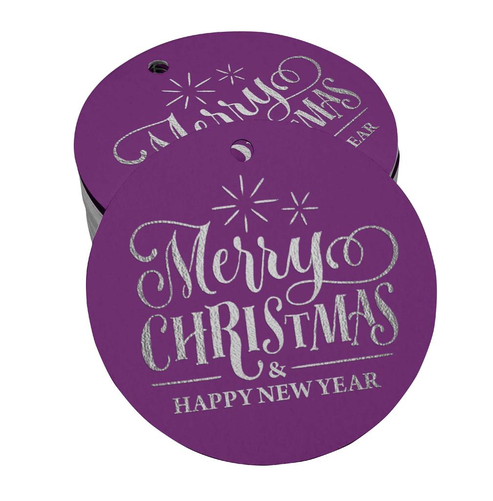 Inkdotpot Pack Of 100 Real Gold Foil Paper Tags Merry Christmas & Happy New Year Text Favor Hang