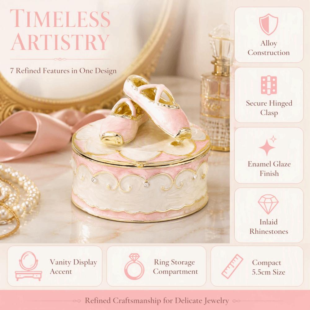 Enamel Finish Ballet Shoe Trinket Box Alloy Decorative Keepsake Box Jewelry Storage Box  Bedroom