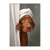 Cute Shower Dog Bathroom Decor Poster Dog in Bathtub Print Animal Murals Canvas  for Home Decor Dog Lover Gifts