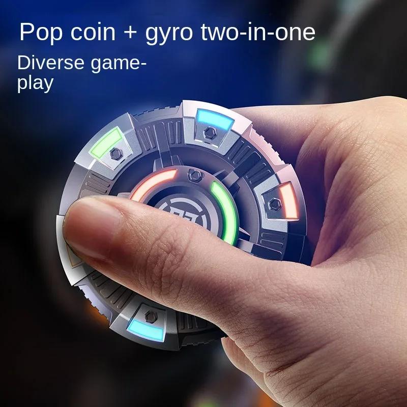 Fidgeting Spinner Magnetic Push Coin 2In1 Counter-Stress Ease Luminous Plaything Spinning Tip Top Haptic Coin Edc Metal Push Card Glowing