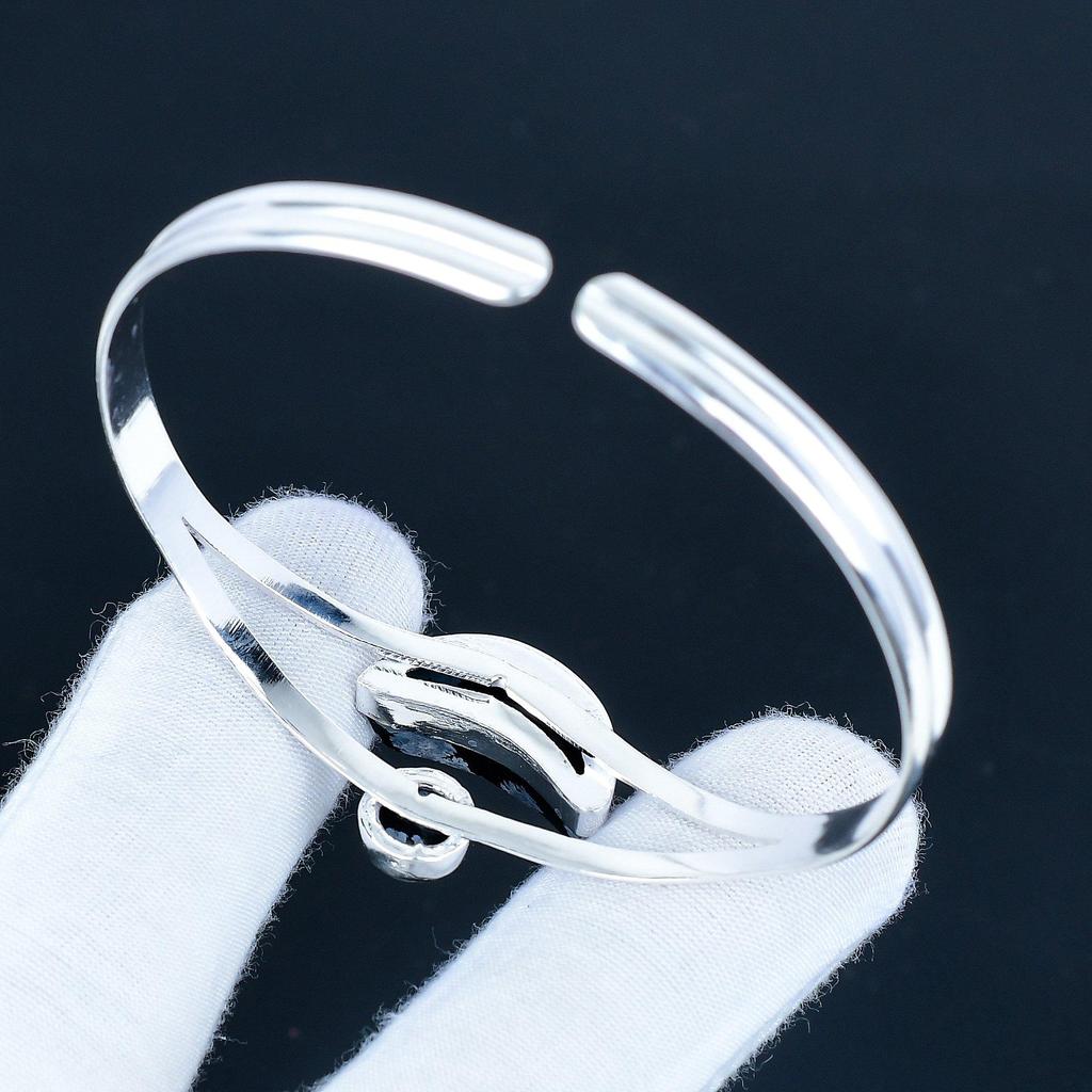 Snowflake Obsidian Gemstone Handmade Cuff Bangle 925 Sterling Silver Cuff Bangle, Snowflake Obsidian Bracelet For Wife , Unisex Bangle, Gift