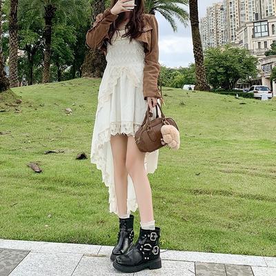 Ретро джинсовая металлическая пряжка ремня короткие ботинки 2025 женская обувь новая европейская станция весна и лето мягкая кожа средний каблук рукав прилив