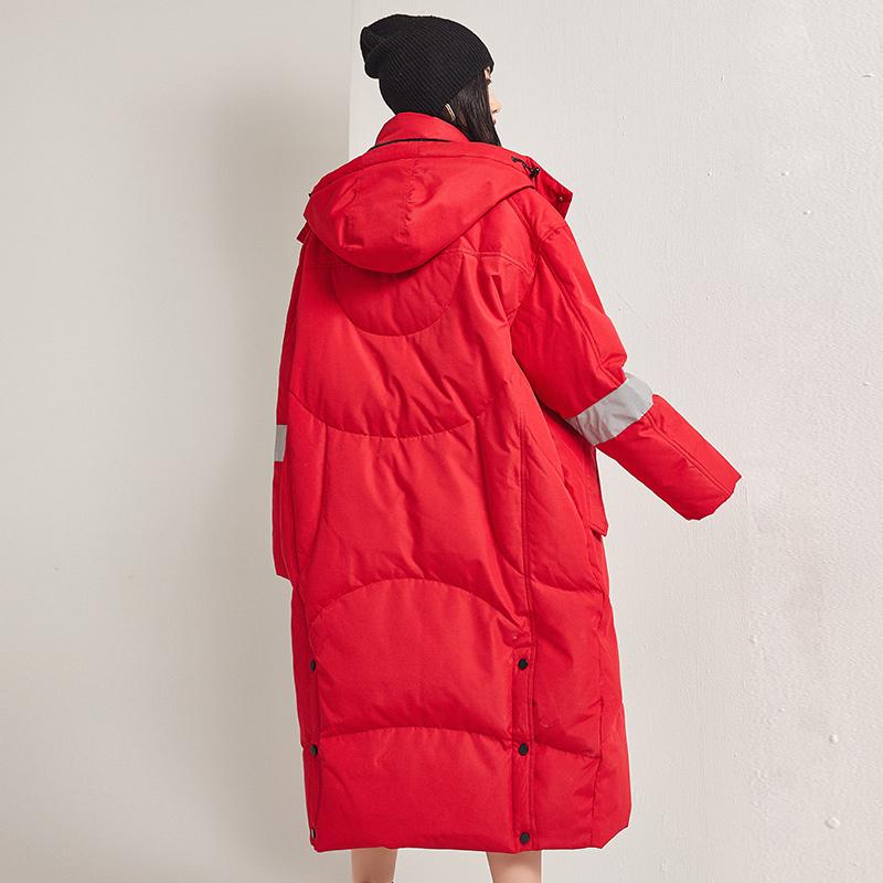 Зимний пуховик для пар, мужская теплая и длинная парка с капюшоном, пальто из белого утиного пуха