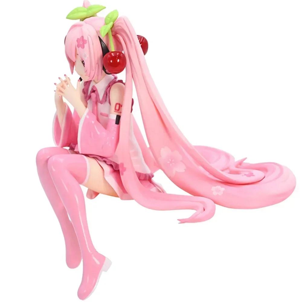 12cm Hatsune Miku Anime figure Pink Dress PVC Model Action Toys Cherry Pink Cherry Blossom Decoration Collect for Birthday Gift