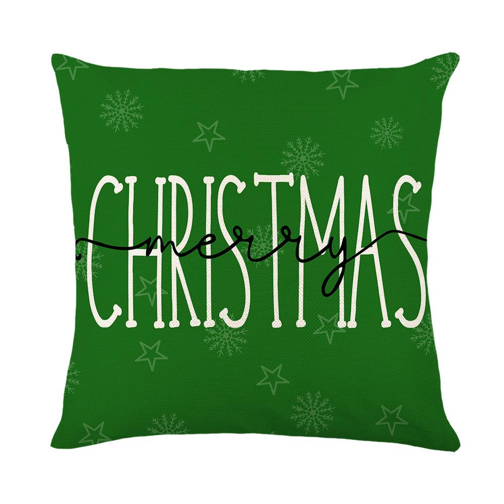New Christmas Pillow Cover with Red and Green Letters Printed Hand-painted Christmas Pattern Sofa Polyester Pillow Cover