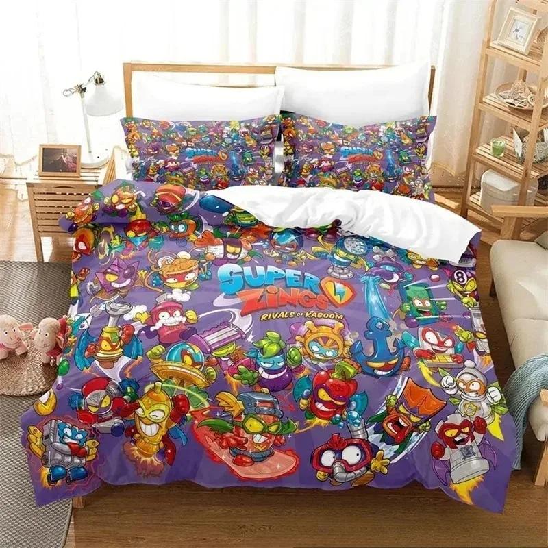 Комплект постельного белья Super Zings с 3D-принтом, пододеяльник, одеяло, комплект постельного белья, наволочка, размер King Queen Twin для мальчиков и девочек взрослых