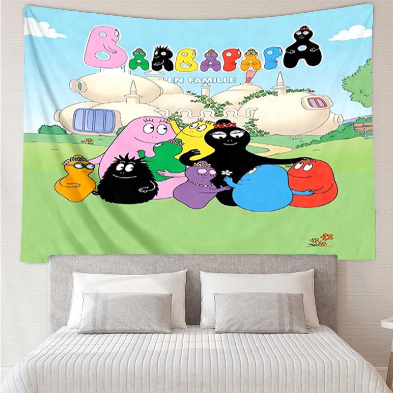 Barbapapa Print Tapestry, Backdrop, Easy Setup, Ideal for Bedroom, Office & Living Room, with Aesthetic Wall Hanging Decor.