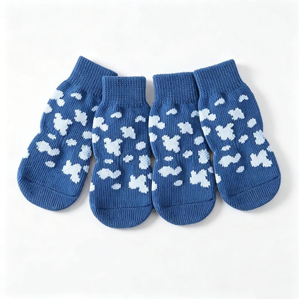 4PCS Silicone Grip Soles Pet Paw Protectors Cotton Pet Socks New Dog Socks  Indoor Use