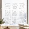 Removable Snowflake Window Stickers 9Pcs Christmas Clings, Static Glass Stickers, Reusable White Line Hand-Painted Decals Winter Theme Decor