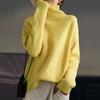 Women Sweater High Collar Long Sleeve Crochet Texture Solid Color Pullover Tops