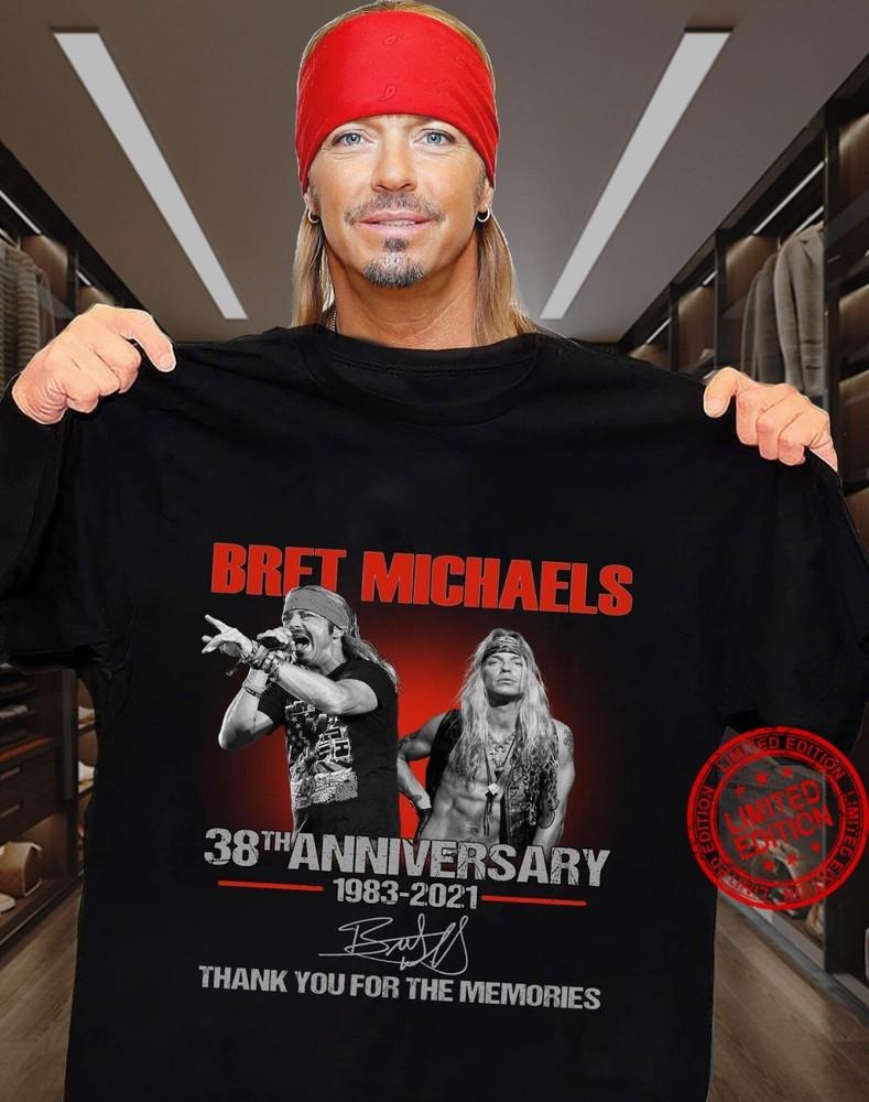 38 years Anniversary Bret Michaels Shirt Short Sleeve Black Unisex S-5XL Unisex T-Shirt