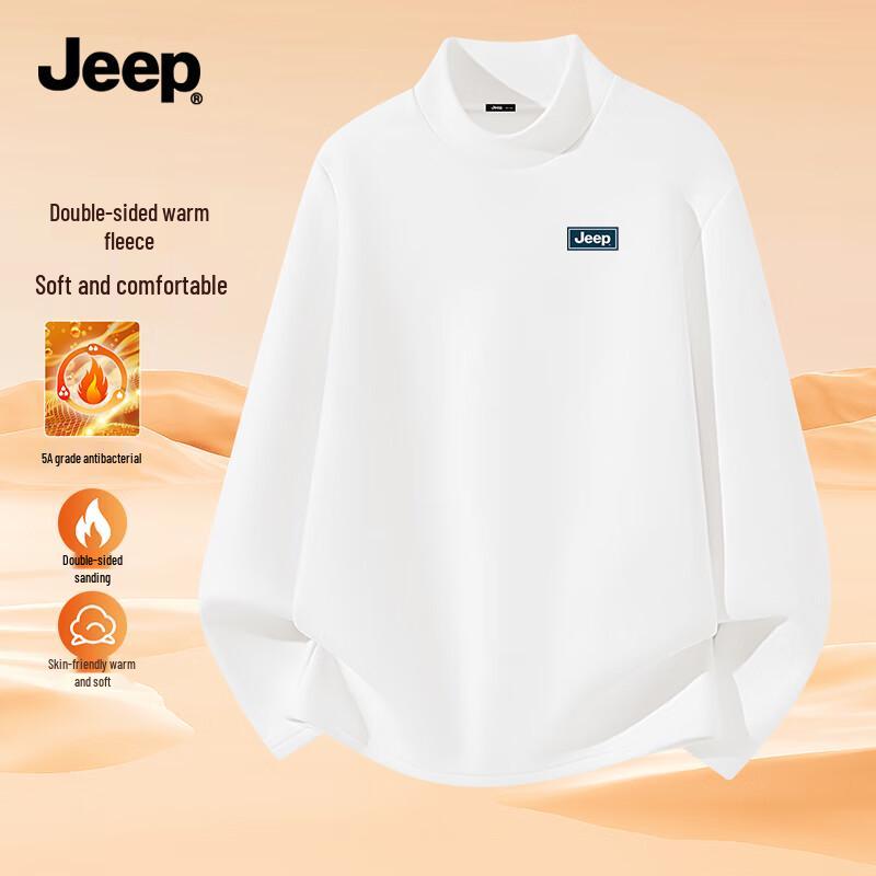JEEP Men's Thermal Fleece-Lined Half-High Collar Long Sleeve T-Shirt