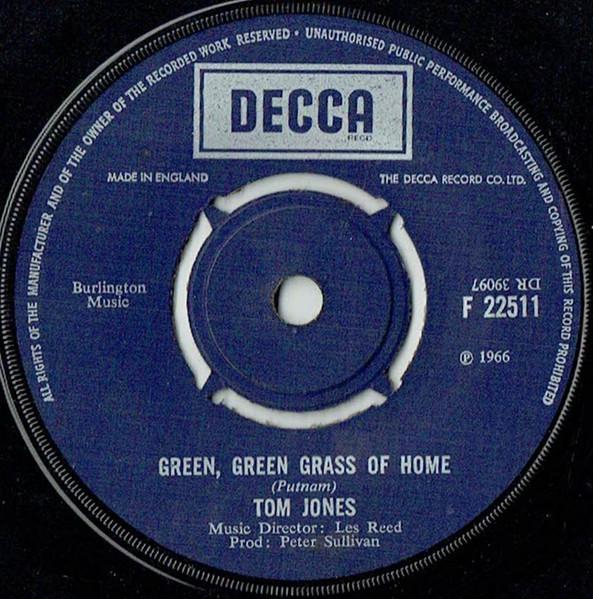 7-дюймовая пластинка ТОМ ДЖОНС - Зеленая, Зеленая Трава Дома F22511 Decca 1966 Великобритания Поп Б/У