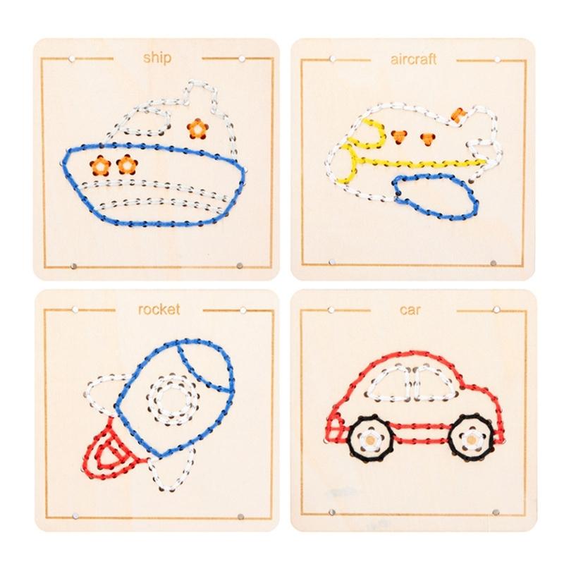 Educational Wood Lacing Toy Embroidery Lacing Board Sensory Toy For Kids Toddler Preschooler Boy Girl Birthday Present