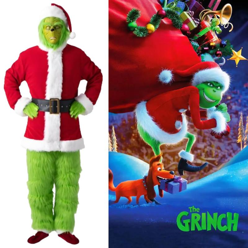 Костюм Гринча Рождественский Косплей Наряд Для Взрослых Праздничная Вечеринка