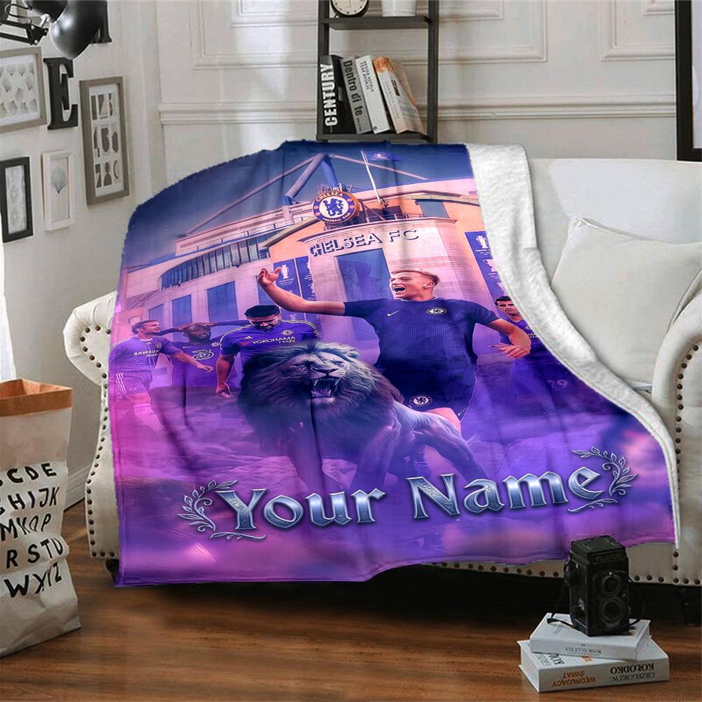 Chelsea Fc Football Player Customize Text Blanket Throw Customizable Blanket Comfortable Versatile for Chair Living Room Office Chair Livingroom