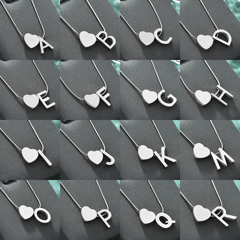 Stainless Steel 26 Letter Pendant Love Necklace Female Whole Body Titanium Steel Snake Chain Premium Sense Clavicle Chain Tide