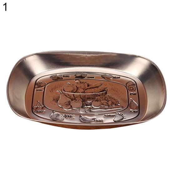 Retro Style House Letter Embossed Metal Plate Fruit Snack Food Storage Dish Tray