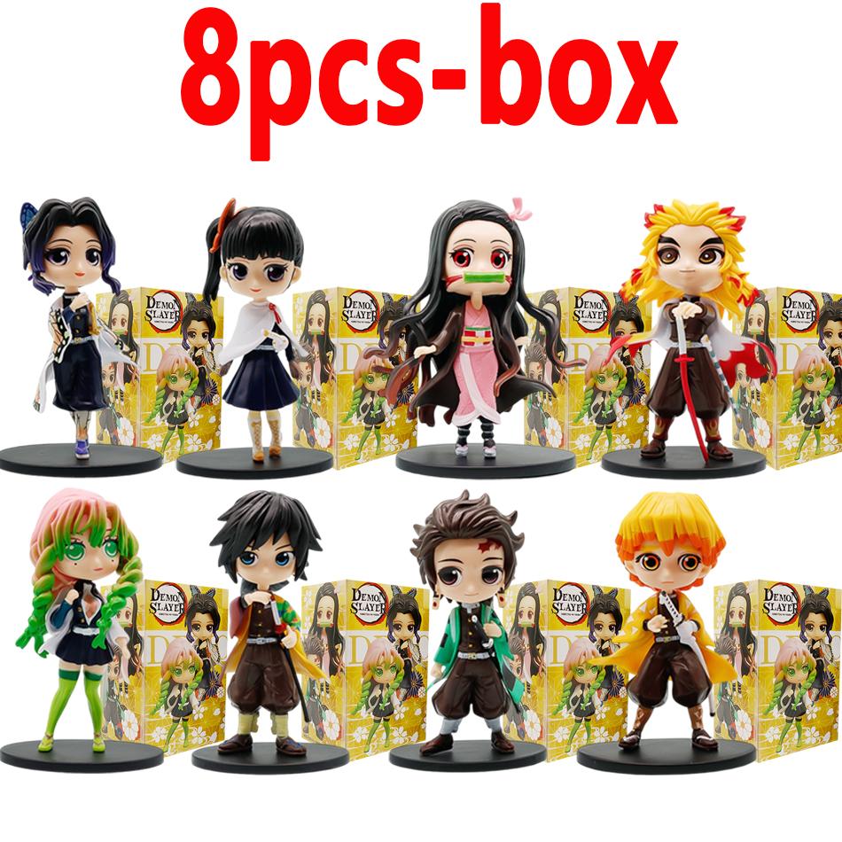 8pcs/kit 2026 Latest  Demon Slayer Tanjiro Kamado Nezuko Animation Figure Miniature Playthings Decoration Piece Playthings Mystery Case Decoration