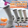 3Pairs Winter Men Socks Super Thick Thermal Mid Calf Socks Warm Wool Skiing Sports Socks