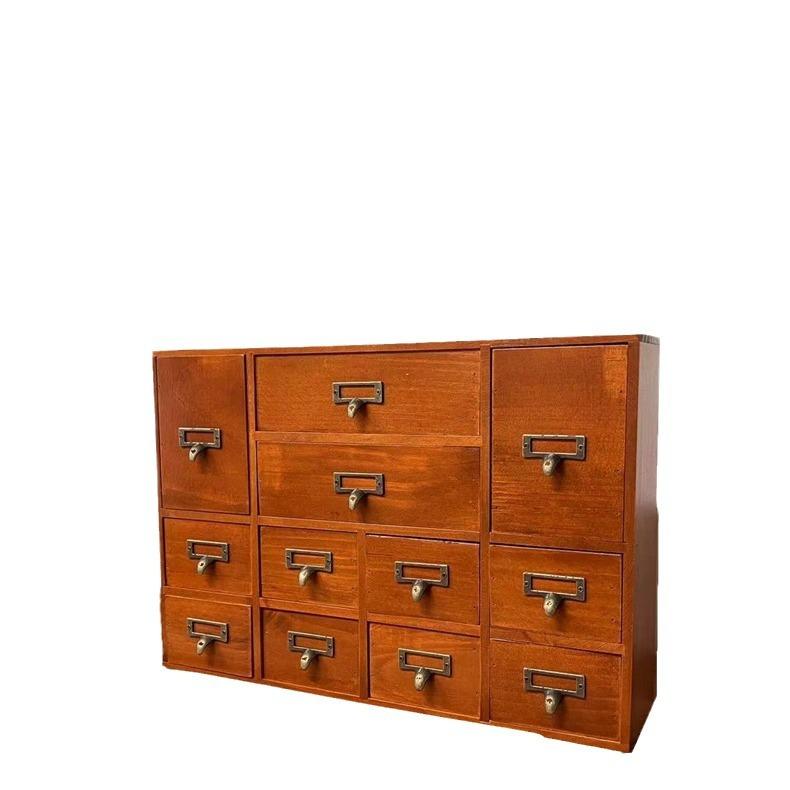 Ящик для хранения Zakka Retro из массива дерева с девятью ящиками