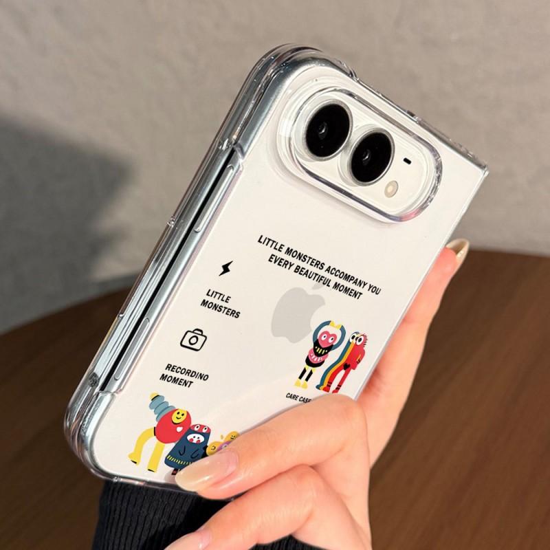 Transparent Camera Monster Phone Case IPhone Duo 18 Fold - Mini Rhombus Stitched Design With Skin-Friendly Matte Finish