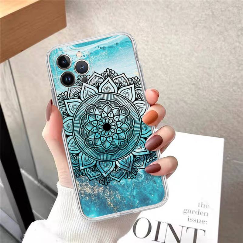Flower Of Life In Lotus Phone Case For iPhone 14 13 12 11 Pro Max XS X XR SE 2020 6 7 8 Plus Mini Transparent Shell