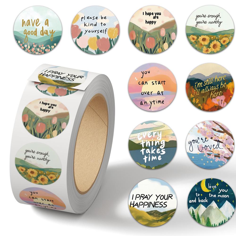 Cartoon Holiday Gift Sealing Stickers - 500 Self-Adhesive Journal Stickers per Roll