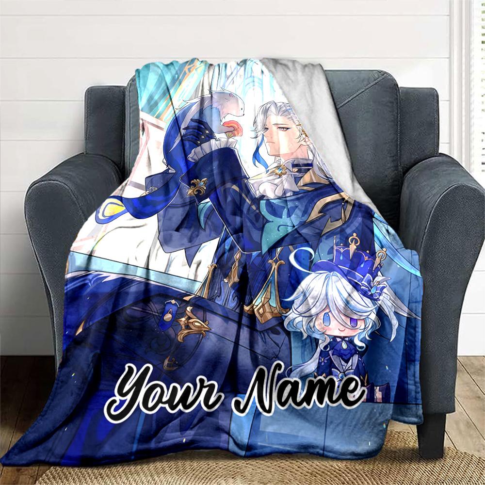 Customizable Genshin Impact8 Throw Blanket – Personalized Name, All-Season Cozy Snug Blanket, Machine Washable, Personalized Blanket