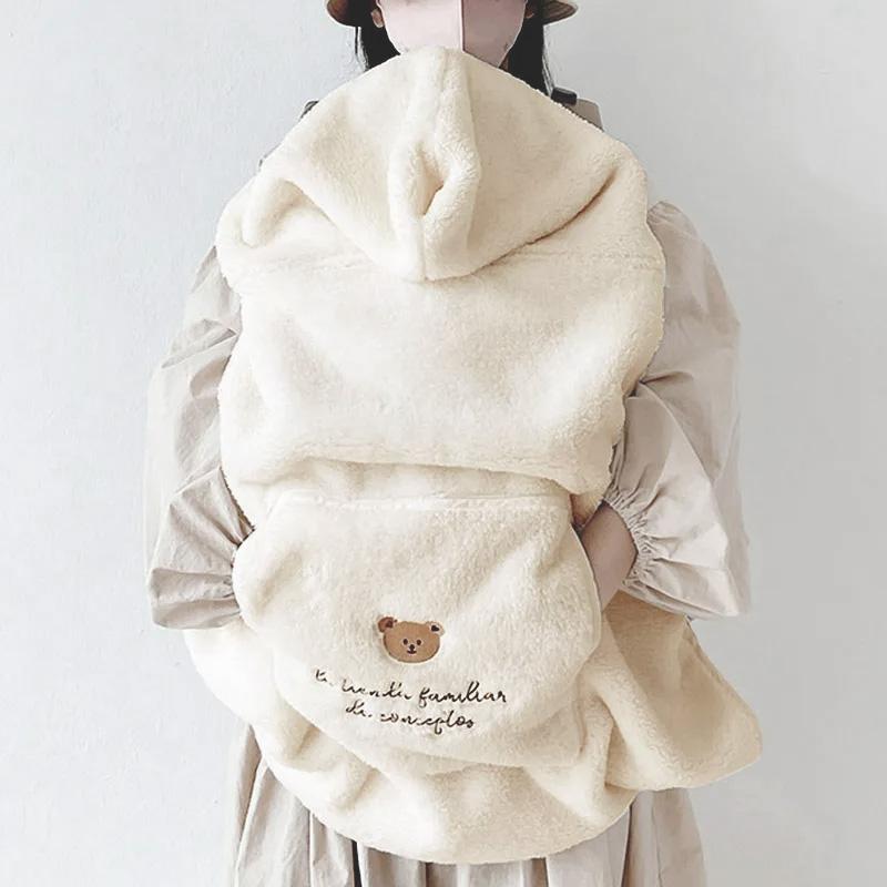 Flannel Baby Blanket Coral Fleece Stroller Cover Cute Bear Winter Windproof Kids Blankets Infant Nap Warm Quilt Swaddle Wrap