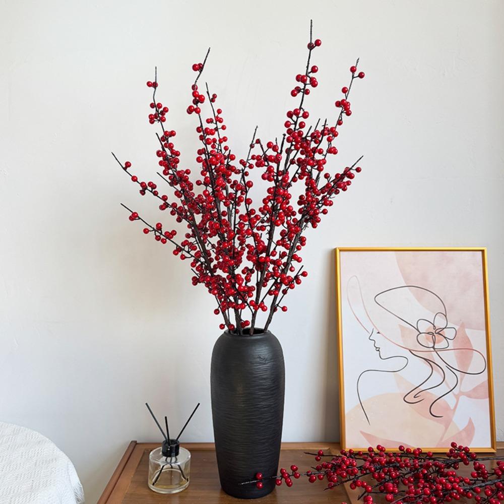 1PCS Holly Little Fruit Artificial Plants Red Berries Berry Bouquet Fake Flowers New Year