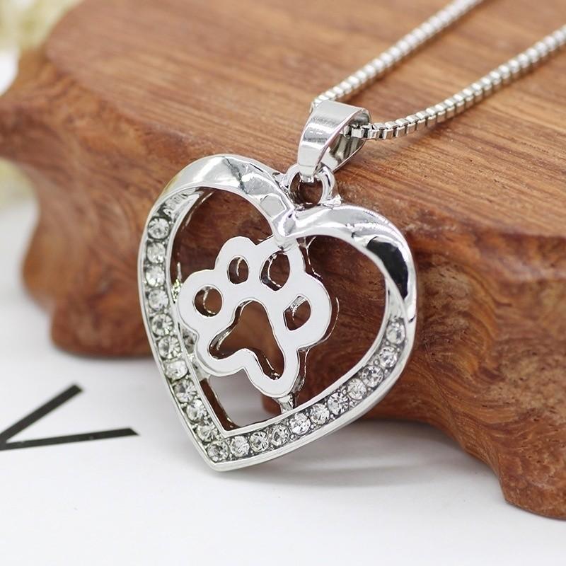 Cute Couple Accessories Creative Cutout Love Dog Claw Pendant Necklace Fashion Diamond Pop Everything Punk Party Holiday Gift Ne
