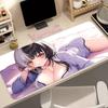 Нескользящий игровой коврик для стола со прошитыми краями Дизайн с кавайной аниме-девушкой в пижаме Большой коврик для мыши для домашнего офиса