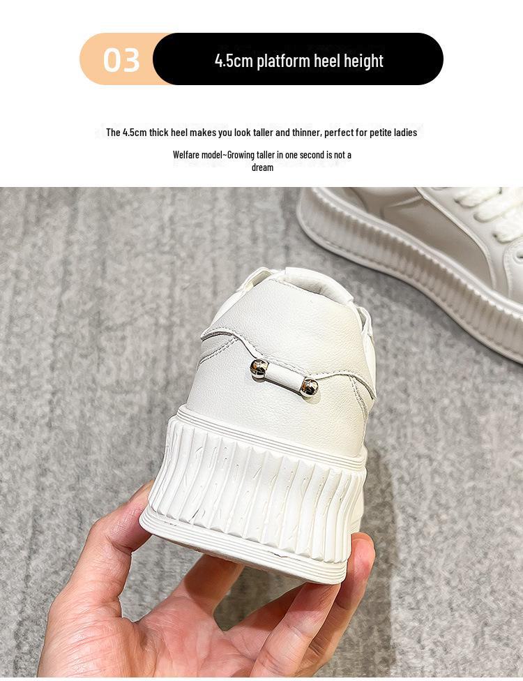Masuism Women's White Chunky-Sole Sneakers - 2024 Autumn Height-Enhancing Casual Shoes