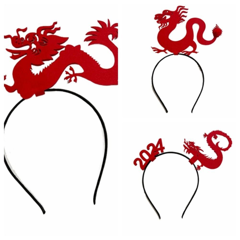 Mascot Dragon 2024 Happy New Year Headband Cartoon New Year Hairband Lovely Dragon Headband Girl