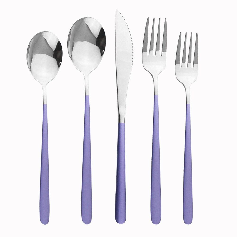 Набор столовых приборов из нержавеющей стали 304, фиолетовое золото, вилка, нож, ложка, десертная посуда, кухонная посуда для еды, серебряный набор