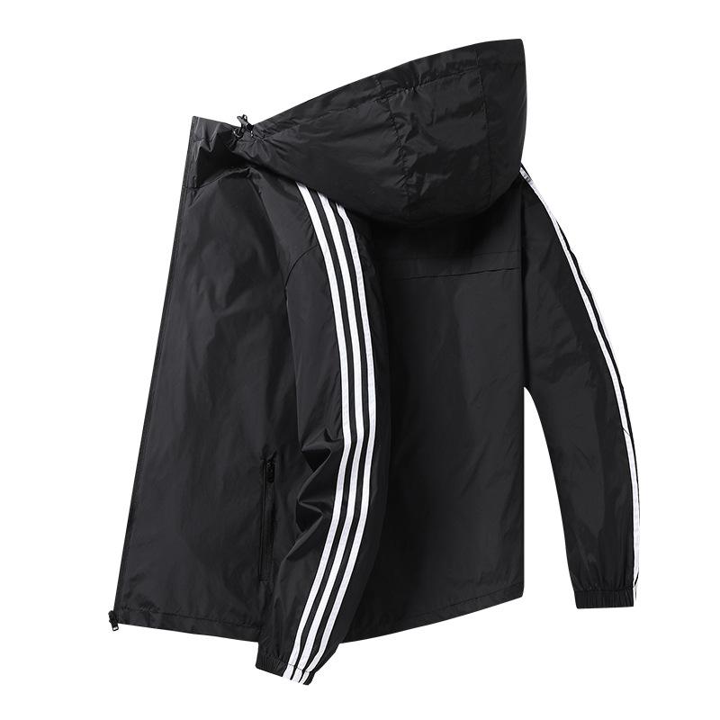 Куртка мужская весенняя куртка с капюшоном повседневная спортивная три полоски тонкий топ модная мужская одежда