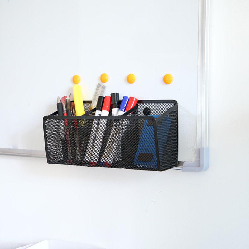 Metal Wire Mesh Magnetic Basket Storage Box Blackboard Chalk Pen Pencil Makeup
