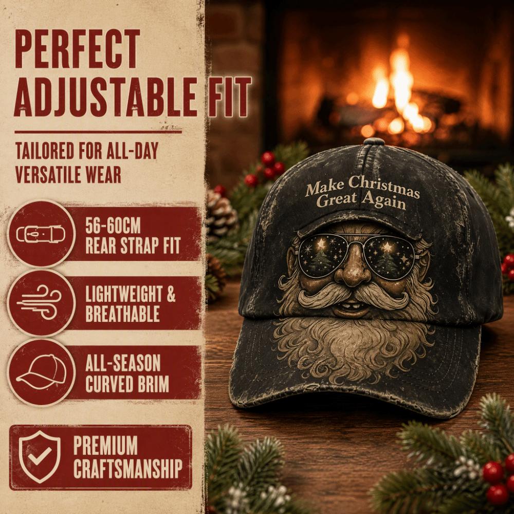 Cartoon Digital Printing Distressed Christmas Baseball Cap Retro Santa Claus Hat All Four Seasons