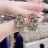 Girl Gift Geometric Crystal C Shaped Stud Earrings Women Earrings Korean Style Earrings Ear Studs