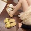 Fashion Women's Plus Size Soft Slip Slippers Summer New Round Toe Open Toe Bow Sequin Waterproof Non-Slip Flat Romans
