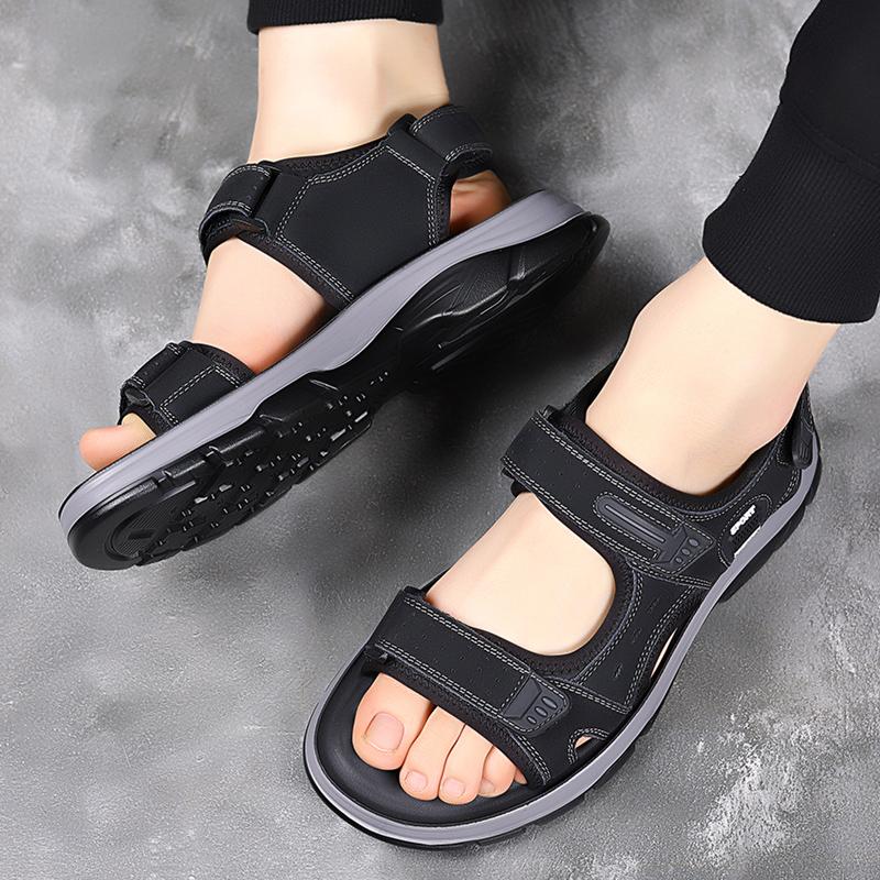 Fashion Genuine Leather Men's Sandals Fashion Summer Outdoor Hiking Trekking Shoes for Men Beach Slippers Breathable Casual Sneakers